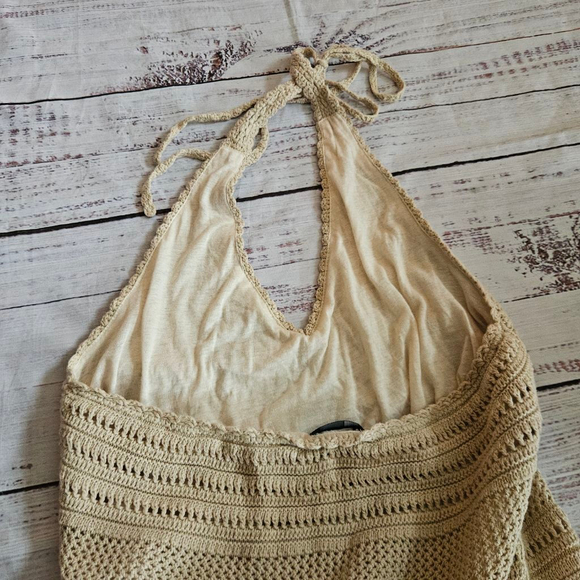 Y2K Moda International Halter Crochet Maxi Dress Beige Womens XL Cotton - Picture 5 of 5